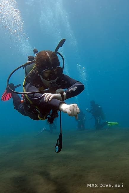 バリ島オープンウォーターダイバーコース、水中コンパスナビゲーション
