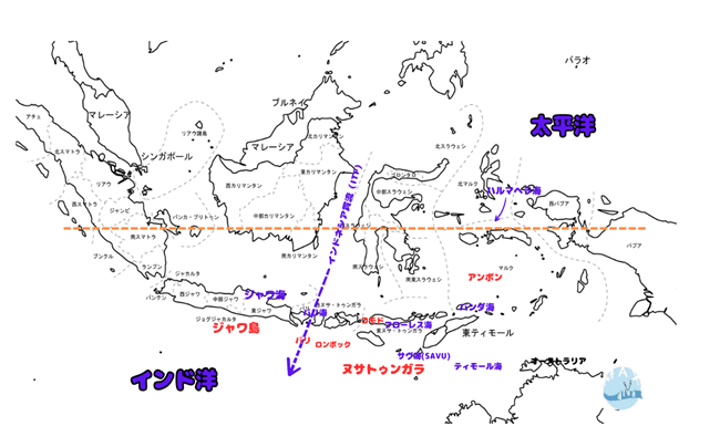 インドネシア地図、インドネシア通過流
