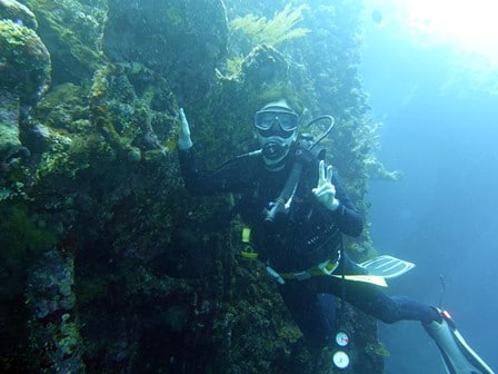 バリ島ダイビング，沈船のハンドル部分